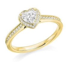 Load image into Gallery viewer, 18K Gold Heart Shape &amp; Diamond Set Ring 0.60 CTW - G/VS2 - Pobjoy Diamonds