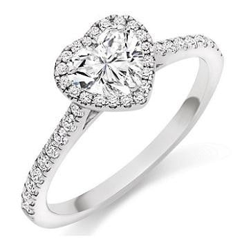 18K Gold Heart Shape & Diamond Set Ring 0.85 CTW - F/VS2 - Pobjoy Diamonds