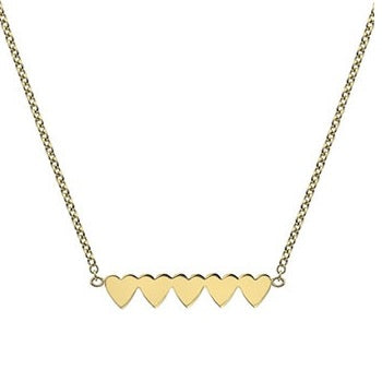 9K Yellow Gold Five Heart Ladies Pendant Necklace - Pobjoy Diamonds