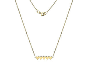 9K Yellow Gold Five Heart Ladies Pendant Necklace - Pobjoy Diamonds