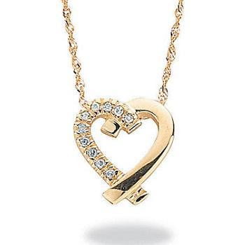 9K Yellow Gold And Round Cut Diamond Ladies Heart Silhouette Pendant With 9K Yellow Gold Chain From Pobjoy