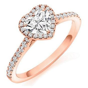 18K Gold Heart Shape & Diamond Set Ring 0.85 CTW - F/VS2 - Pobjoy Diamonds