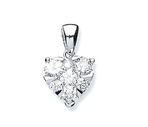 18K White Gold Heart Diamond Necklace & Pendant
