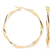 Load image into Gallery viewer, 9K Gold Hollow Twisted Hoop Earrings Mid Size - Pobjoy Diamonds