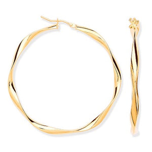 9K Gold Hollow Twisted Hoop Earrings Mid Size - Pobjoy Diamonds