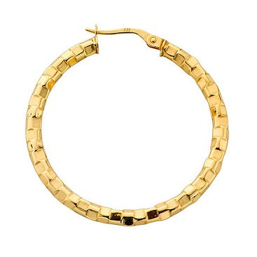 9K Gold Fancy Hoop Earrings Mid Size - Pobjoy Diamonds