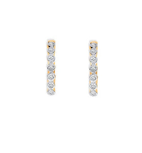 9K Yellow Gold Small Diamond Hoop Earrings 0.10 CTW - Pobjoy Diamonds