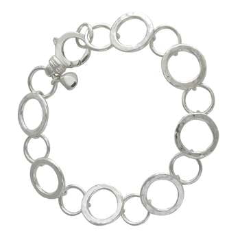 Sterling Silver Circular Hoop Link Bracelet - Pobjoy Diamonds