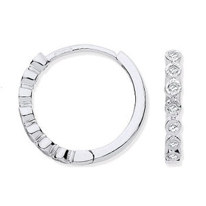 9K White Gold Small Diamond Hoop Earrings 0.10 CTW - Pobjoy Diamonds