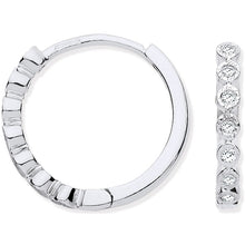Load image into Gallery viewer, 9K White Gold Small Diamond Hoop Earrings 0.10 CTW - Pobjoy Diamonds