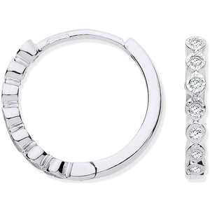 9K White Gold Small Diamond Hoop Earrings 0.10 CTW - Pobjoy Diamonds