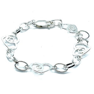 Sterling Silver Heart Silhouette Ladies Link Bracelet - Pobjoy Diamonds