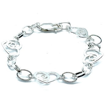 Sterling Silver Heart Silhouette Ladies Link Bracelet - Pobjoy Diamonds
