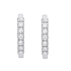9K White Gold Diamond Hug Earrings 0.25 CTW - Pobjoy Diamonds