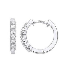 Load image into Gallery viewer, 9K White Gold Diamond Hug Earrings 0.25 CTW - Pobjoy Diamonds