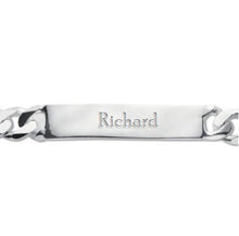 Load image into Gallery viewer, Silver Sterling Flat Curb Mens Identity Bracelet 8mm