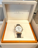 JAEGER LECOULTRE Master Geographic Rose Gold & Black Leather Strap SOLD - Pobjoy Diamonds
