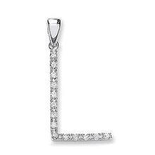Load image into Gallery viewer, 9K White Gold &amp; Diamond Initial Pendant L From Pobjoy Diamonds