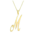 9K Yellow Gold Script Initial Pendant - Pobjoy Diamonds