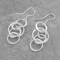 Handmade Sterling Silver Drop Hoop Earrings - Pobjoy Diamonds