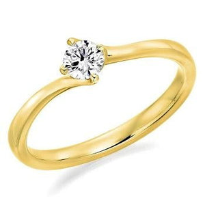 14K Gold 0.50 Carat Round Brilliant Cut Solitaire Lab Grown Diamond Ring I/VS2+ - Pobjoy Diamonds