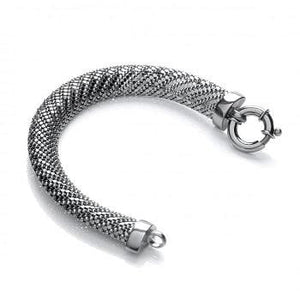 Sterling Silver & Ruthenium Ladies Mesh Bracelet-Pobjoy Diamonds