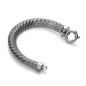 Sterling Silver & Ruthenium Ladies Mesh Bracelet-Pobjoy Diamonds