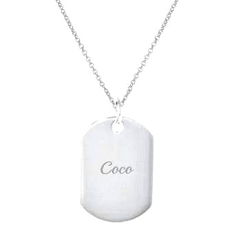 His Or Hers Large Silver Dog Tag & Silver Chain - Pobjoy Diamonds