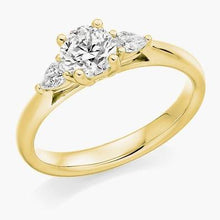 Load image into Gallery viewer, Livorno Round Brilliant Cut With Pear Cut Side Stones - Pobjoy Diamonds