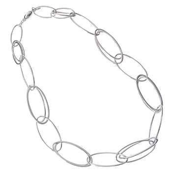 Sterling Silver Large Oval Link Ladies Necklace - Pobjoy Diamonds