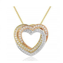 Load image into Gallery viewer, Large 18K Three Colour Gold &amp; Diamond Heart Pendant Necklace