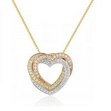 Load image into Gallery viewer, 18K Three Colour Gold &amp; Diamond Heart Pendant Necklace