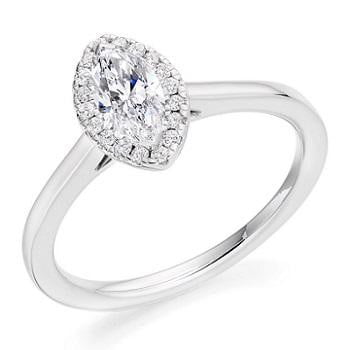 950 Palladium Marquise Cut 0.50 CTW Diamond & Halo Ring G/VS2 - Latina - Pobjoy Diamonds