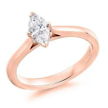 18K Rose Gold 0.50 Carat Marquise Solitaire Diamond Engagement Ring H/Si1- Dorchester - Pobjoy Diamonds