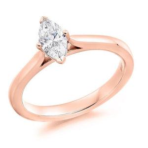 18K Rose Gold 0.50 Carat Marquise Solitaire Diamond Engagement Ring G/VS2 - Dorchester - Pobjoy Diamonds