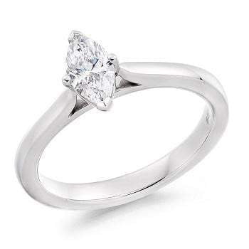 950 Platinum 0.50 Carat Marquise Solitaire Diamond Engagement Ring H/Si1 - Dorchester - Pobjoy Diamonds