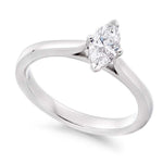 18K White Gold 0.50 Carat Marquise Solitaire Diamond Engagement Ring H/Si1 - Dorchester - Pobjoy Diamonds