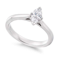Load image into Gallery viewer, 18K White Gold 0.50 Carat Marquise Solitaire Diamond Engagement Ring H/Si1 - Dorchester - Pobjoy Diamonds