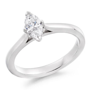 18K White Gold 0.50 Carat Marquise Solitaire Diamond Engagement Ring G/VS2 - Dorchester - Pobjoy Diamonds