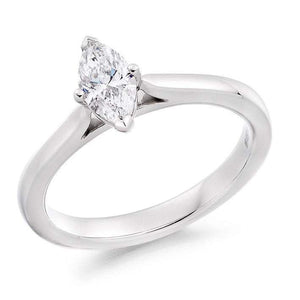 950 Platinum 0.50 Carat Marquise Solitaire Diamond Engagement Ring H/Si1 - Dorchester - Pobjoy Diamonds
