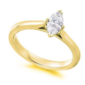 18K Yellow Gold 0.90 Carat Marquise Solitaire Diamond Engagement Ring F/VS2 - Pobjoy Diamonds