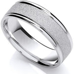 9K White Gold Matt & Polished Wedding Band - Pobjoy Diamonds