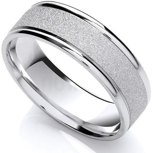 950 Platinum & Diamond 2mm Wedding Band & Mens 950 Platinum 5mm Band - Pobjoy Diamonds