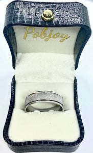 9K White Gold Matt & Polished Wedding Band - Pobjoy Diamonds