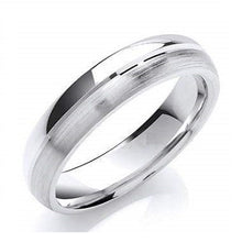 Load image into Gallery viewer, 18K White Gold Grooved Polished Wedding Band - Pobjoy Diamonds