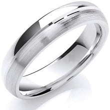 Load image into Gallery viewer, 18K White Gold Matt &amp; Polished Wedding Band - Pobjoy Diamonds