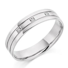 Load image into Gallery viewer, 950 Platinum &amp; Diamond Mens Grooved Ring - Pobjoy Diamonds