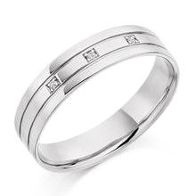 Load image into Gallery viewer, 950 Platinum &amp; Diamond Mens Grooved Ring - Pobjoy Diamonds