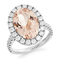 18K White Gold Oval Cut Morganite & Diamond Halo Ring 6.80 CTW