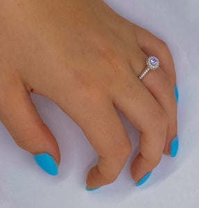 18K Yellow Gold Diamond Halo & Shoulders Engagement Ring 1.50 CTW-Napoli - Pobjoy Diamonds